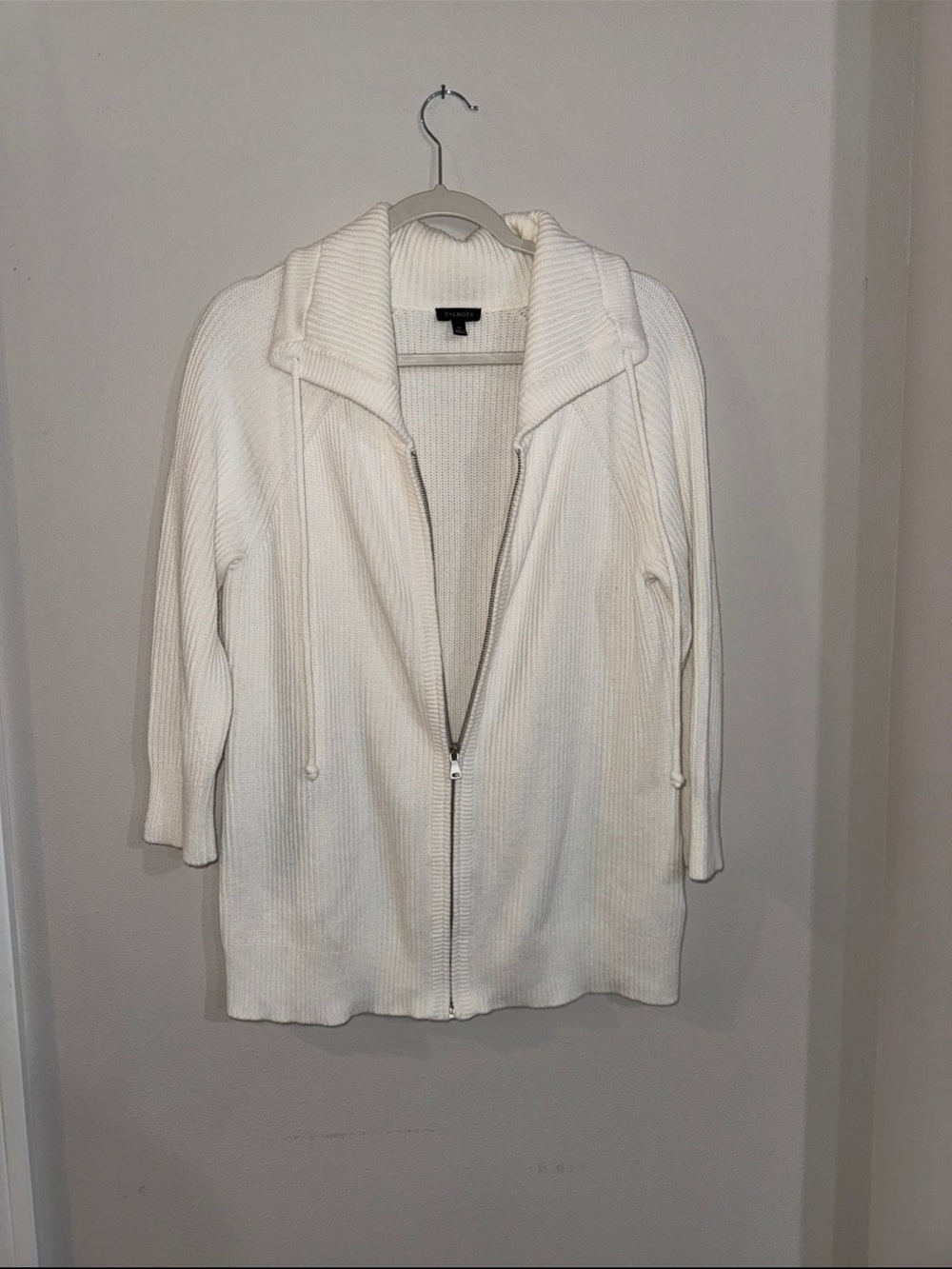 Talbots White Zipper Cardigan